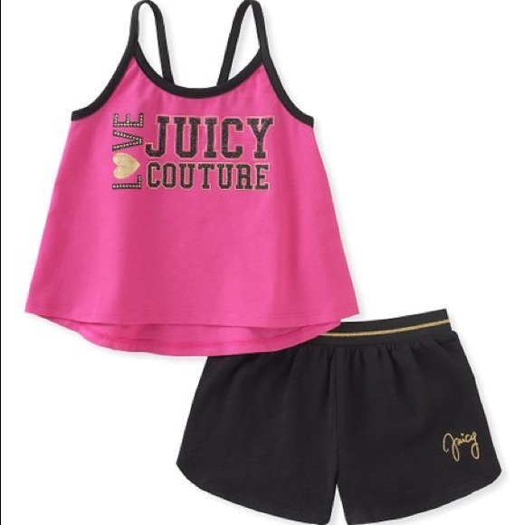 Juicy Couture Hot Pink Tank & Black Short Set